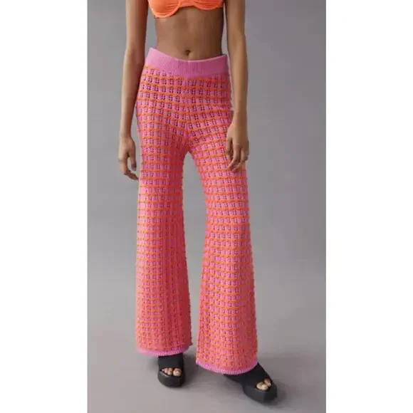 Urban Outfitters BDG Bec Knit Pink Orange Pant Medium - Picture 1 of 6